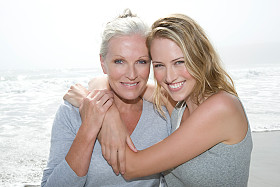 Young woman and mother on the beach, Portrait